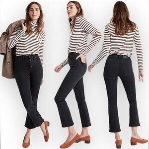 Madewell Cali Demi Boot Button-Front Jeans Bellspring Washed Black‎ 24